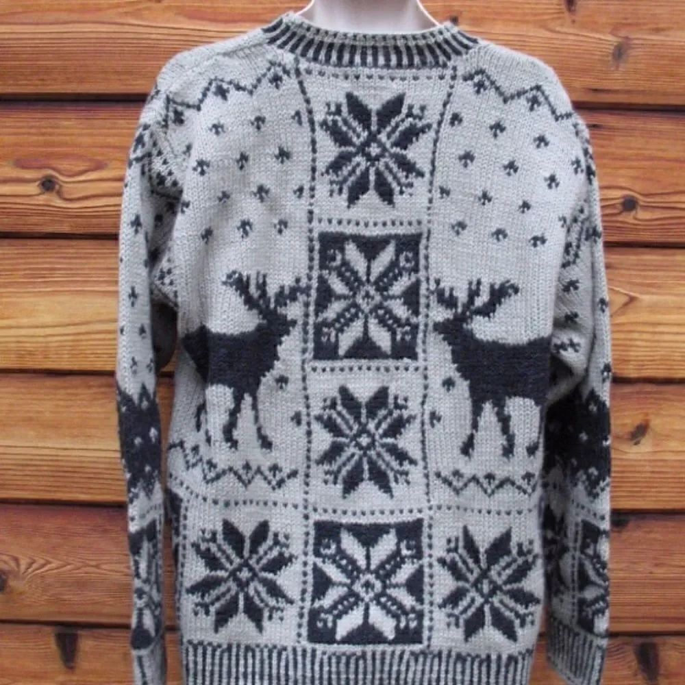 Vintage 90s Tan Black Hand Knit Wool Sweater - Picture 6 of 7